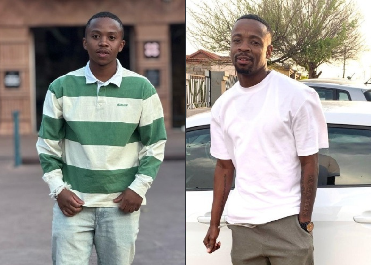 Kaizer Chiefs' Nkosingiphile Ngcobo and Vusumuzi Mncube of Sekhukhune United