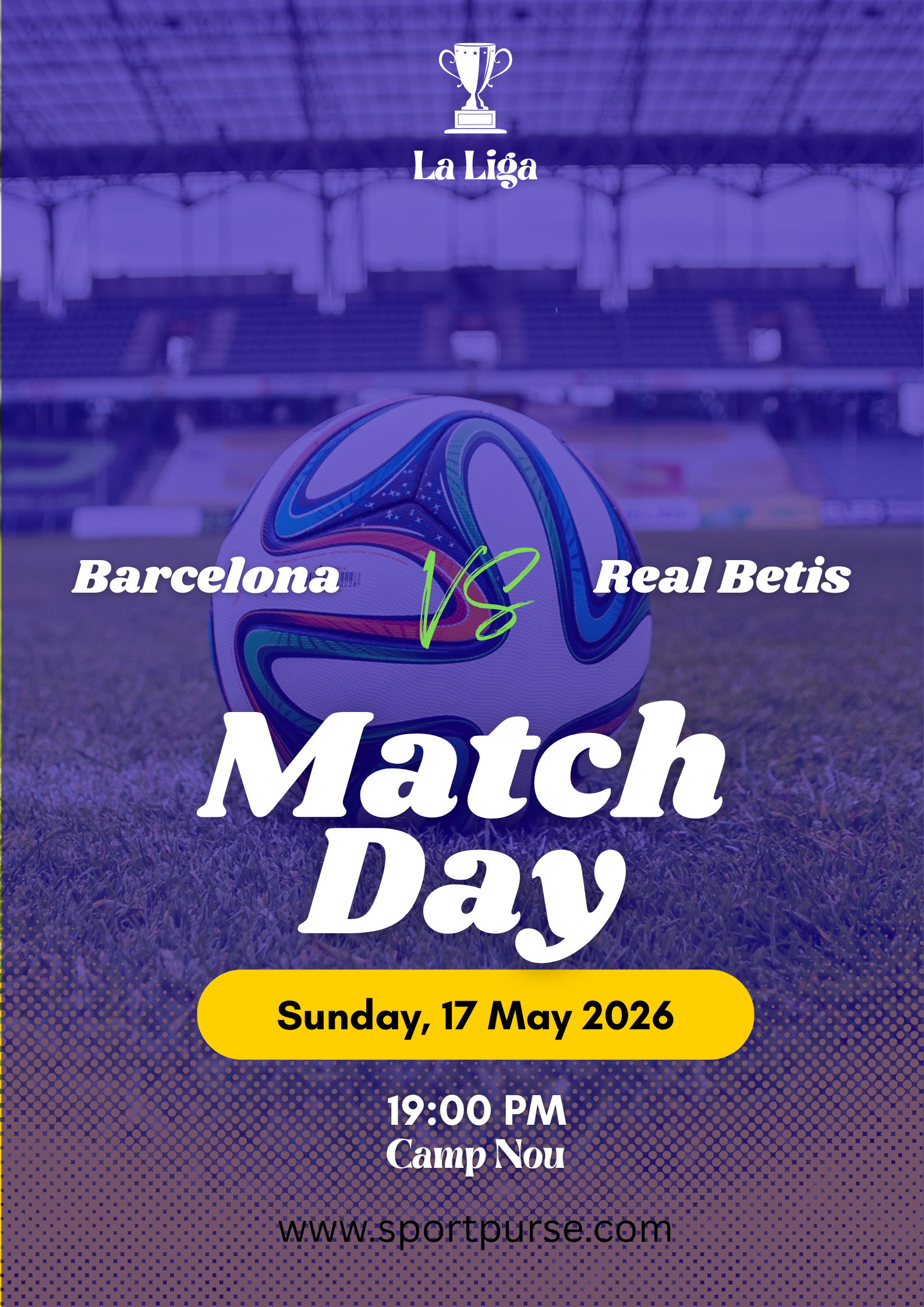 The Barcelona vs Real Betis La Liga match poster.