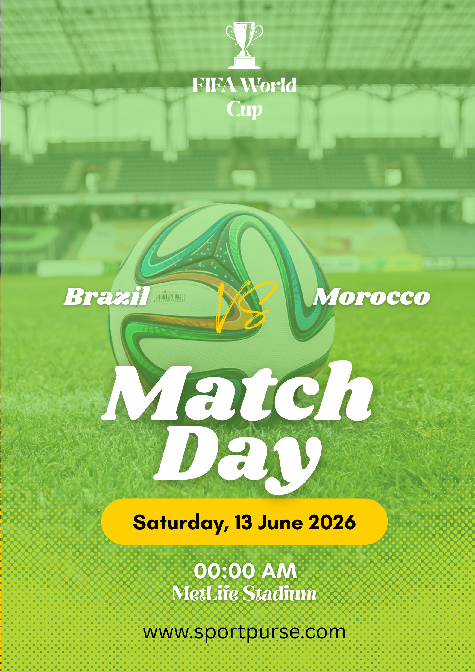 The Brazil vs Morocco 2026 FIFA World Cup match poster.